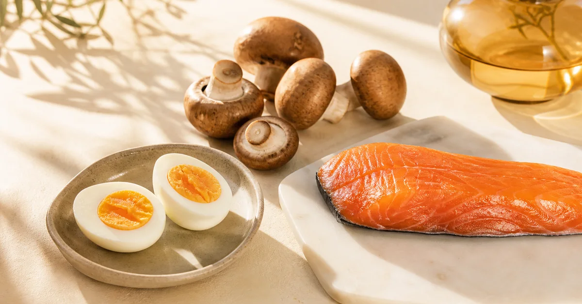 Wintersonne über einer verschneiten Schweizer Landschaft als Sinnbild für Vitamin-D-Bildung
