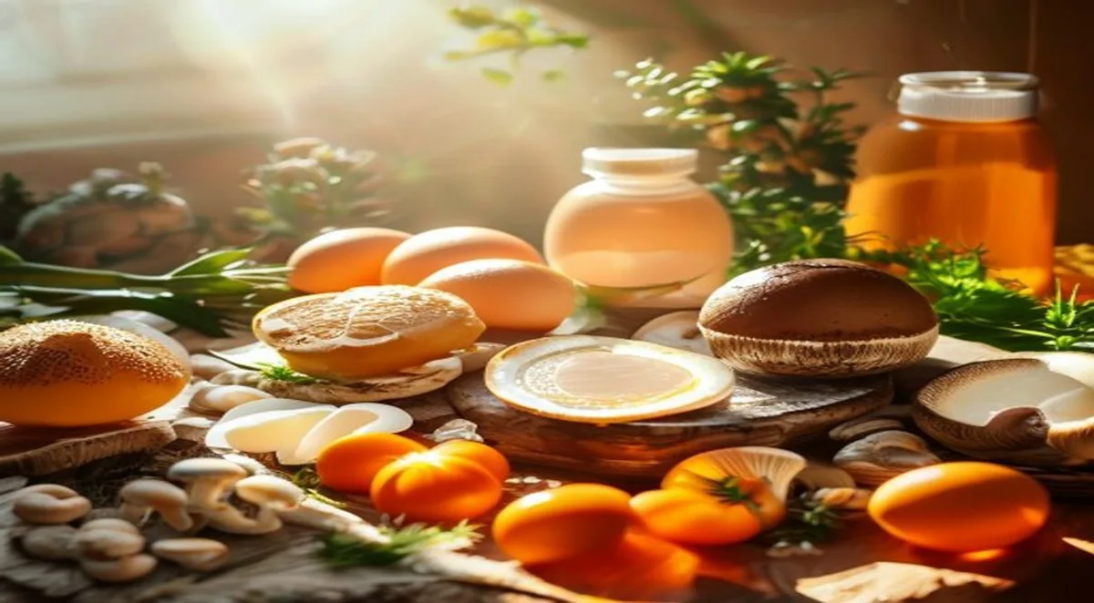 Sonnenlicht und Vitamin-D-reiche Lebensmittel